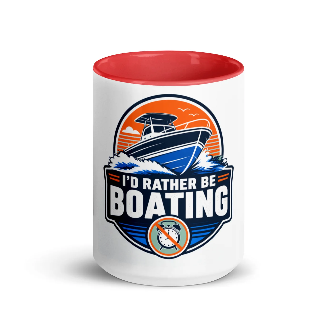 Color Inside Boat Mug, I'd Rather Be Boating, Bold Emblem