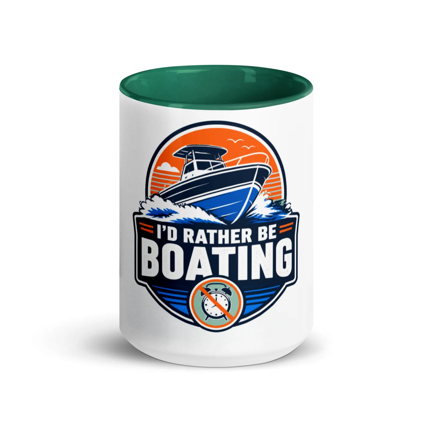 Color Inside Boat Mug, I'd Rather Be Boating, Bold Emblem