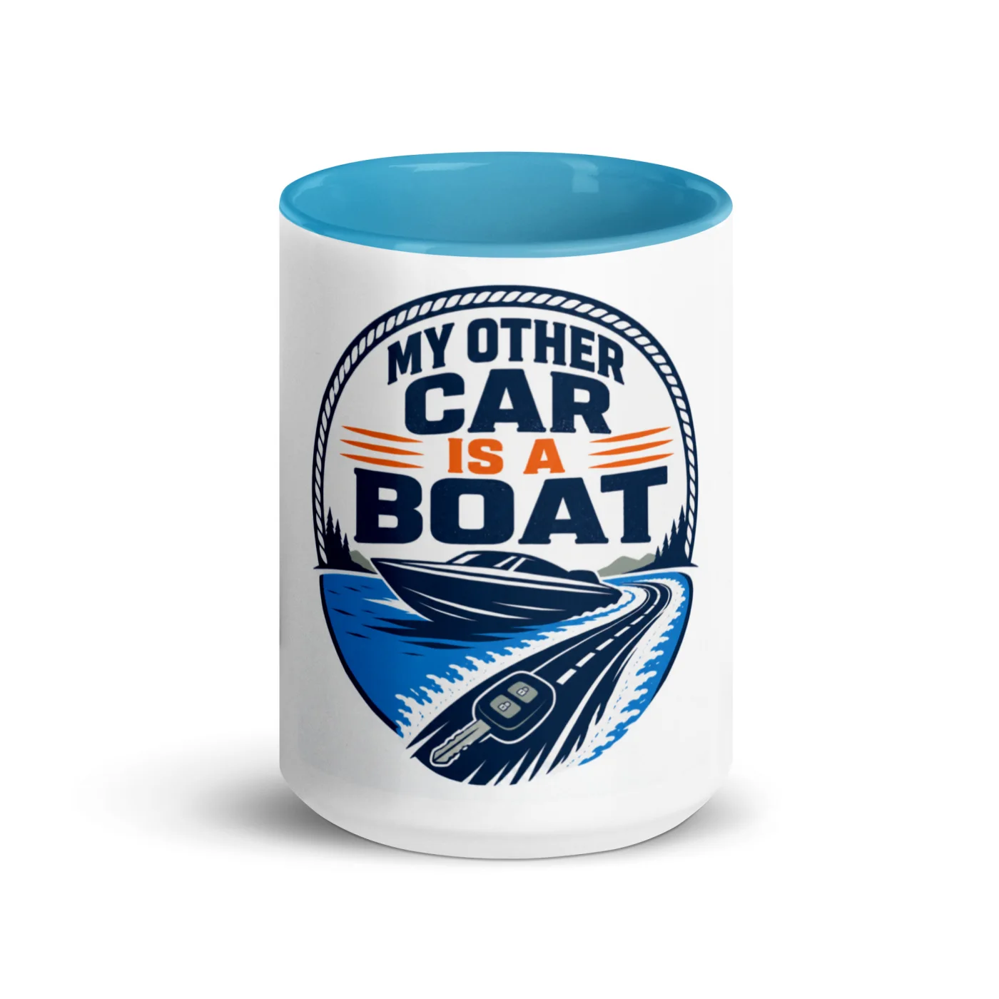 Color Inside Boat Mug, My Other Car Is a Boat, Bold Emblem