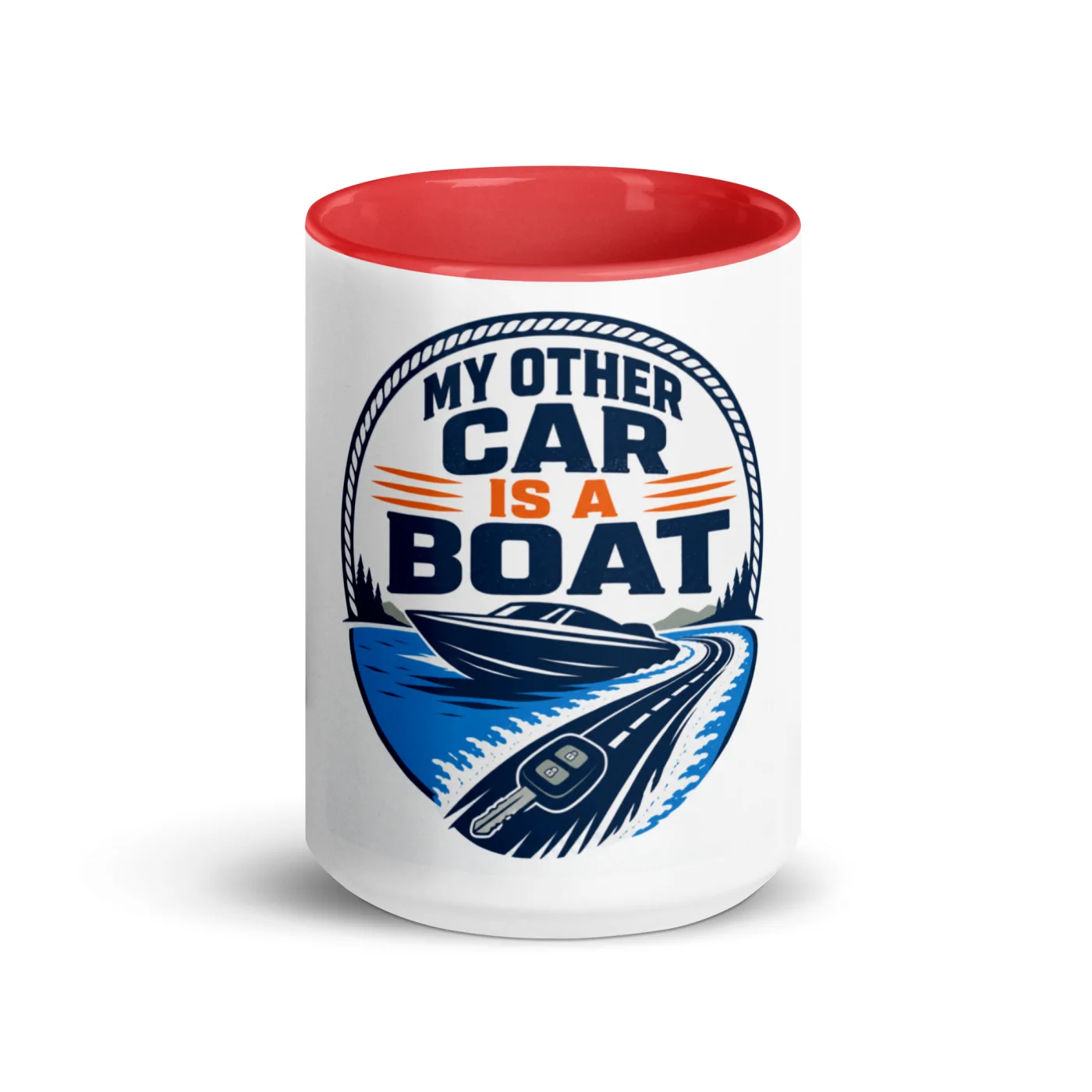 Color Inside Boat Mug, My Other Car Is a Boat, Bold Emblem
