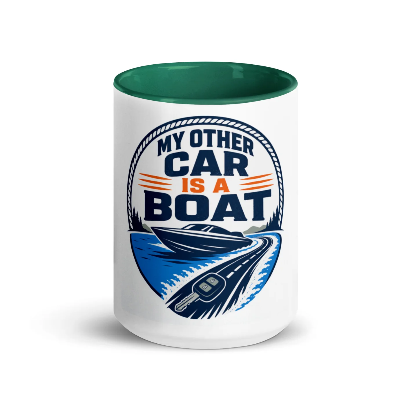 Color Inside Boat Mug, My Other Car Is a Boat, Bold Emblem