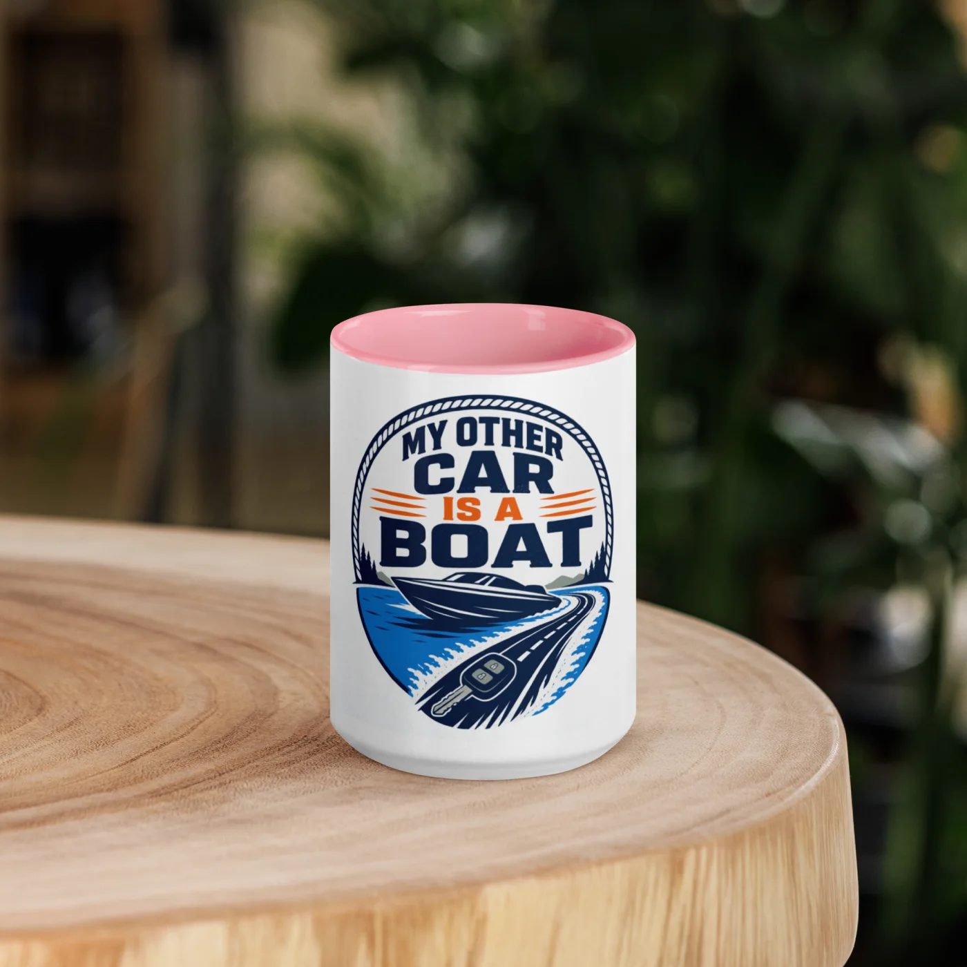 Color Inside Boat Mug, My Other Car Is a Boat, Bold Emblem