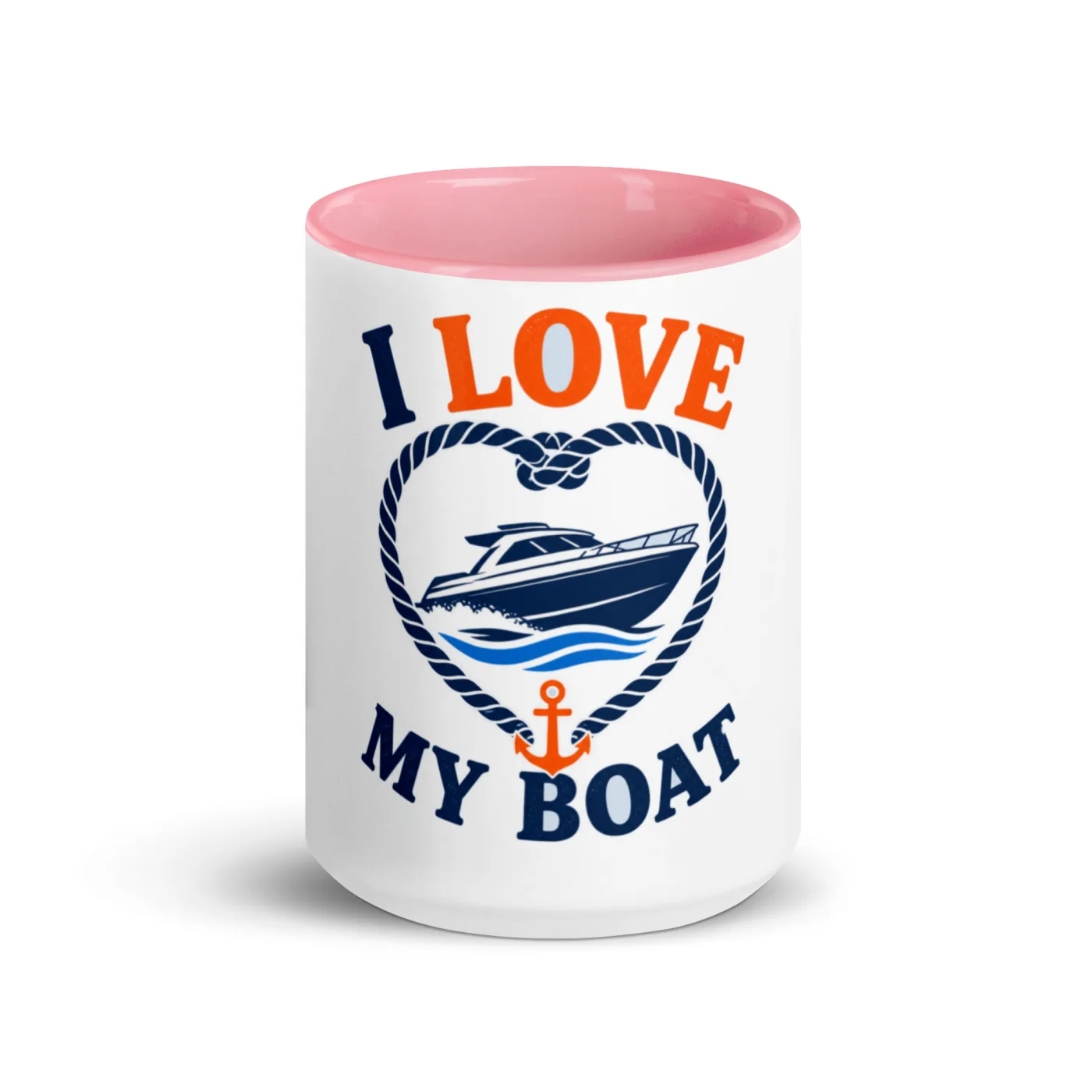 Color Inside Boat Mug, I Love My Boat, Bold Emblem