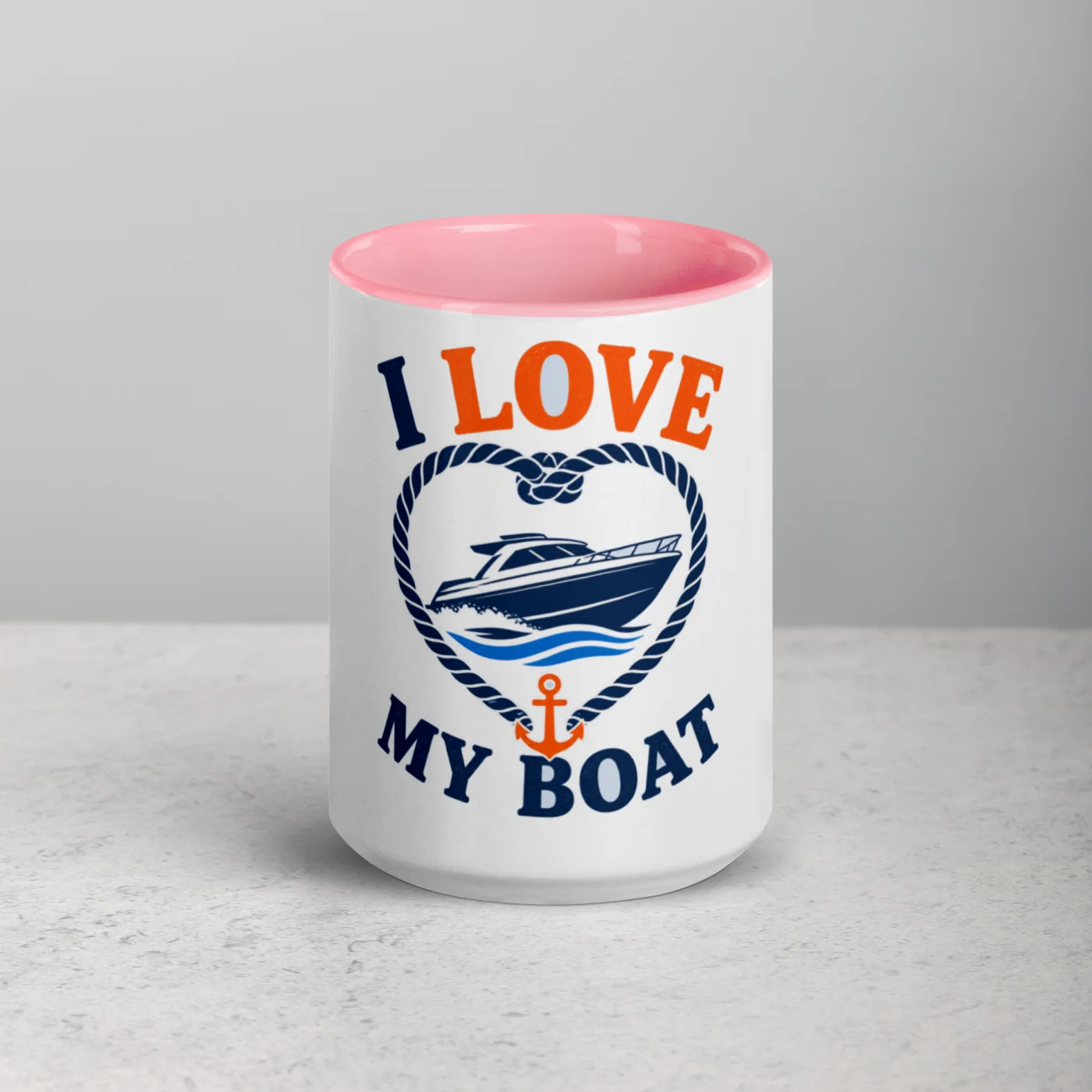 Color Inside Boat Mug, I Love My Boat, Bold Emblem