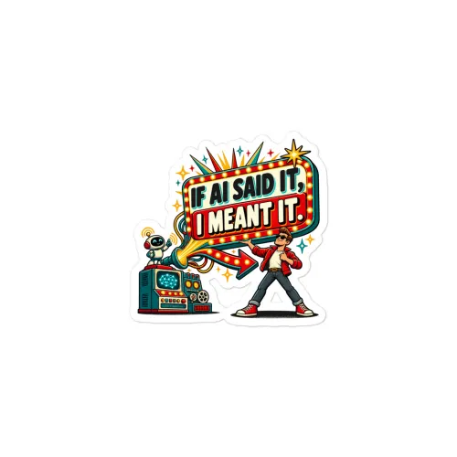 If AI Said It, I Meant It. - Funny AI Vinyl Sticker, Design A - 3″×3″ - White