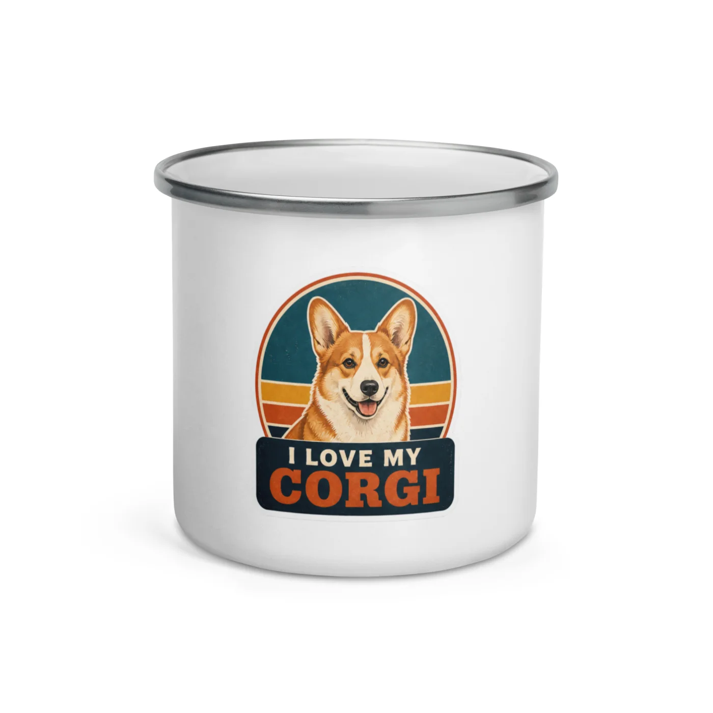 Enamel Camp Mug, Corgi Gift: I Love My Corgi