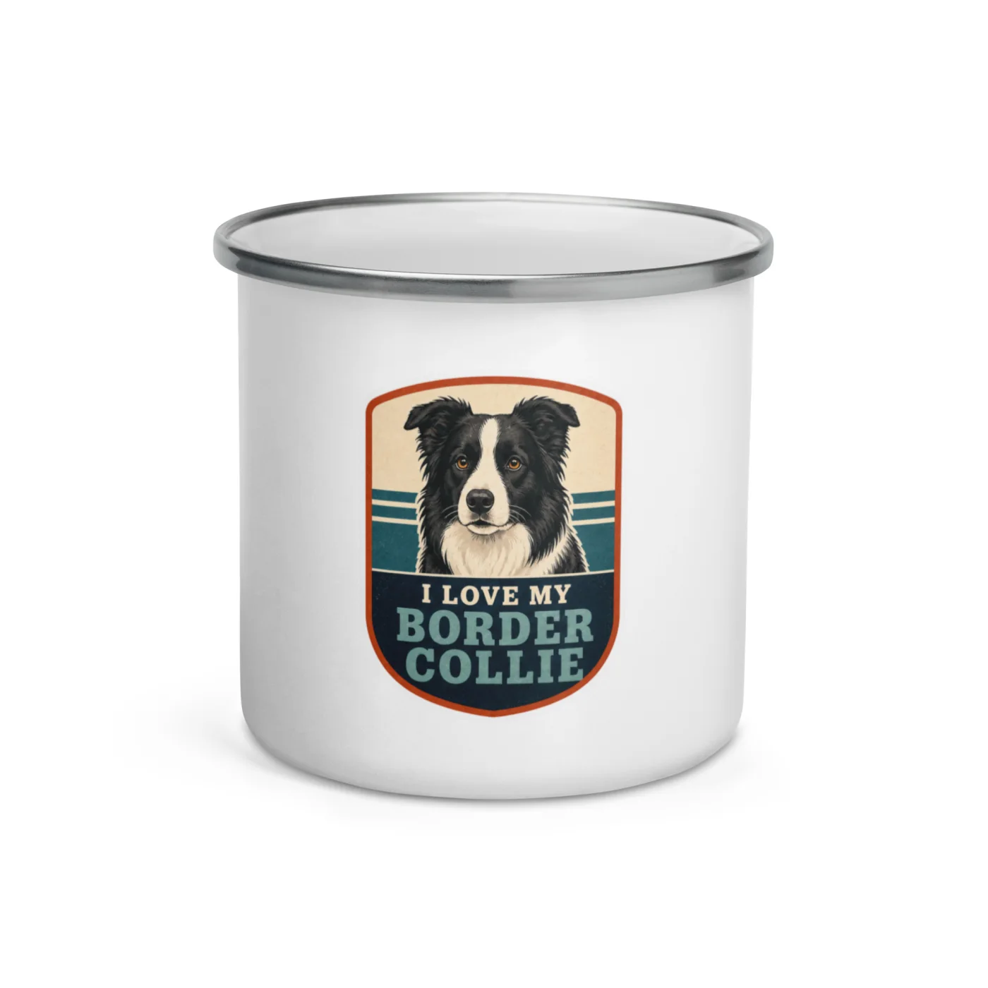 Enamel Camp Mug, Border Collie Gift: I Love My Border Collie