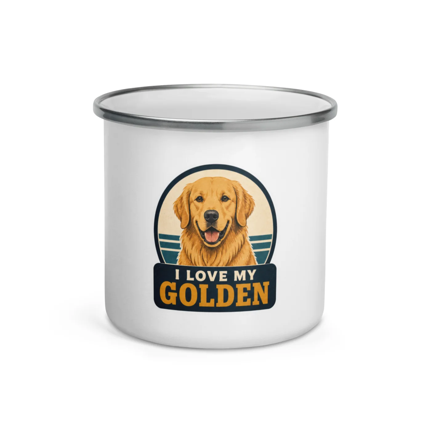 Enamel Camp Mug, Golden Retriever Gift: I Love My Golden