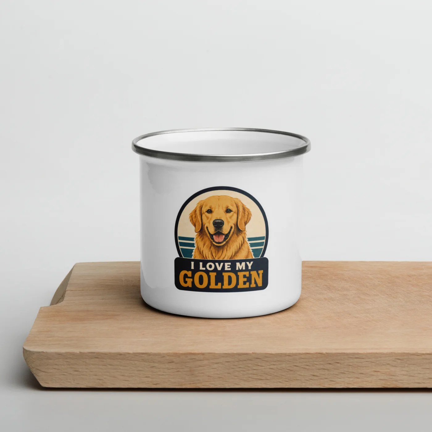 Enamel Camp Mug, Golden Retriever Gift: I Love My Golden