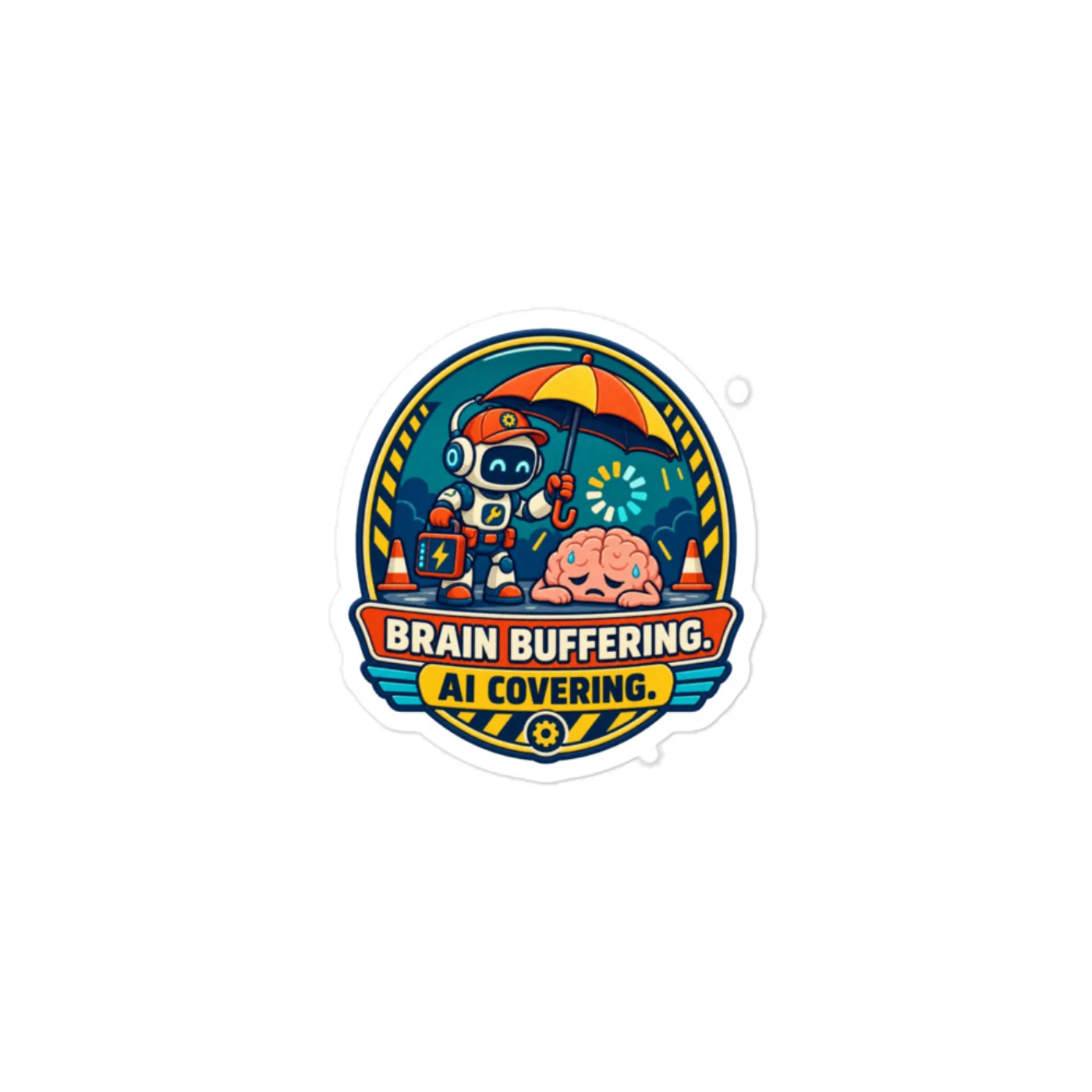 Brain Buffering. AI Covering. - Funny AI Vinyl Sticker, Design B