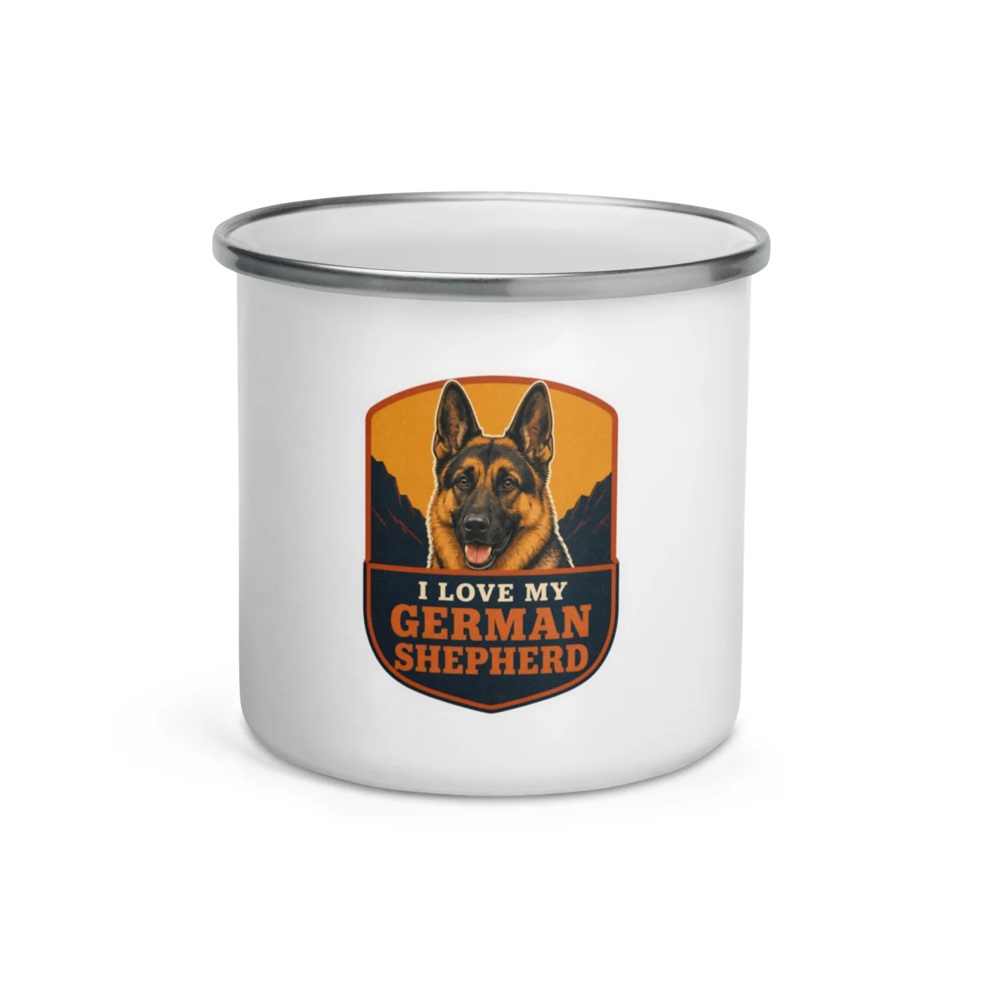 Enamel Camp Mug, German Shepherd Gift: I Love My German Shepherd