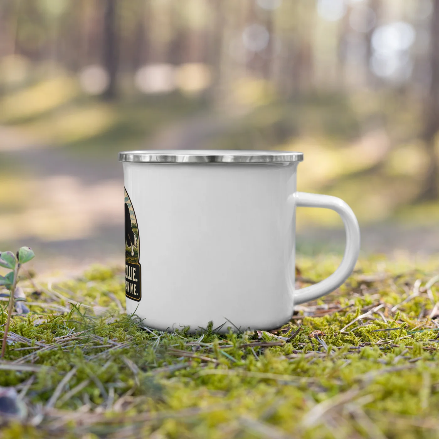 Enamel Camp Mug, Border Collie Gift: Border Collie. Smarter Than Me.