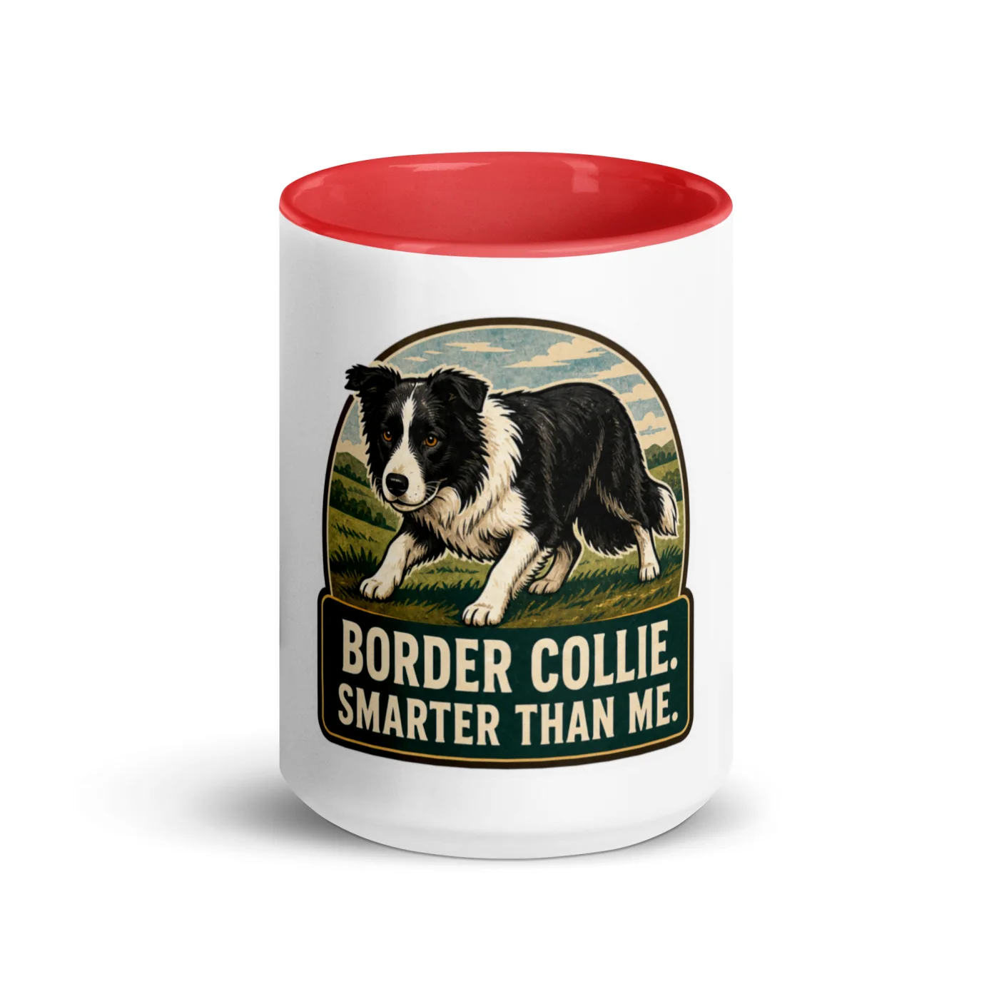 Color Inside Mug, Border Collie Gift: Border Collie. Smarter Than Me.