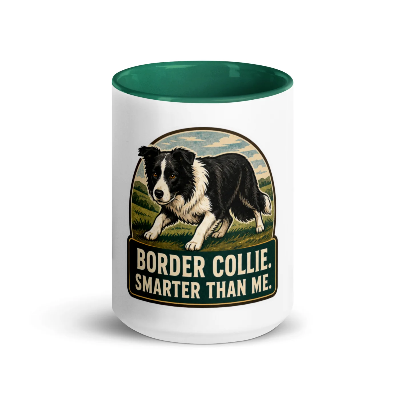 Color Inside Mug, Border Collie Gift: Border Collie. Smarter Than Me.