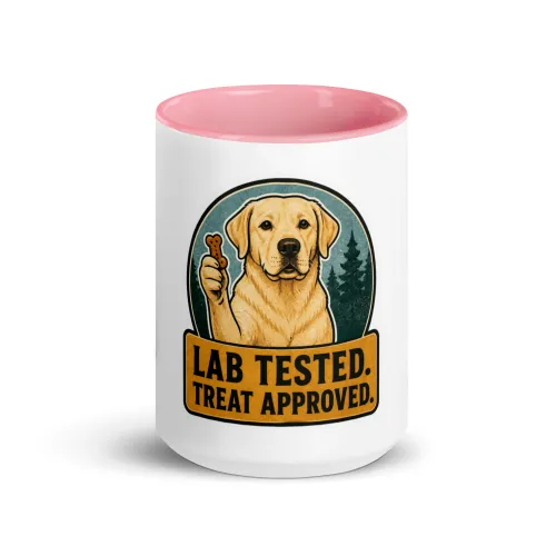 Color Inside Mug, Labrador Gift: Lab Tested. Treat Approved. - 15 oz - Pink