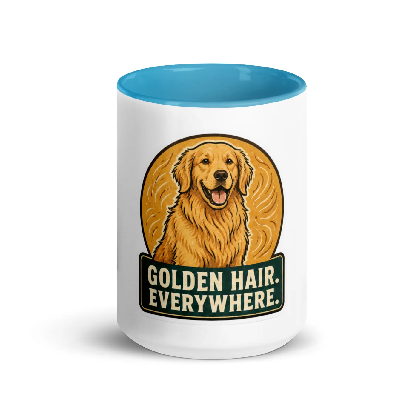 Color Inside Mug, Golden Retriever Gift: Golden Hair. Everywhere.