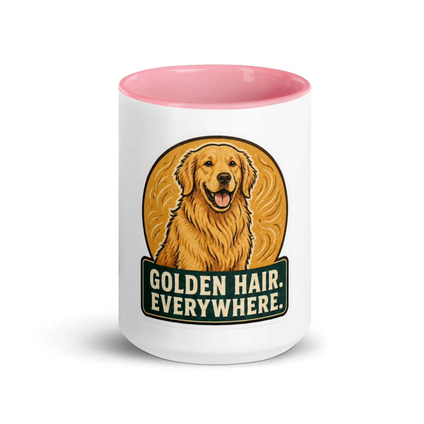 Color Inside Mug, Golden Retriever Gift: Golden Hair. Everywhere.