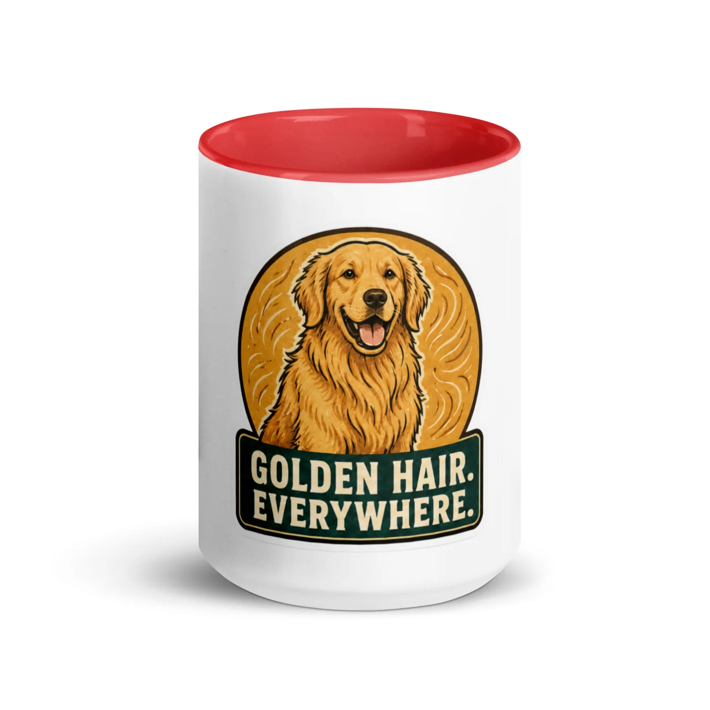 Color Inside Mug, Golden Retriever Gift: Golden Hair. Everywhere.