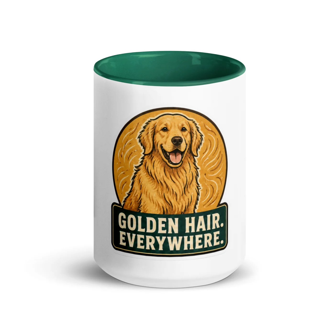 Color Inside Mug, Golden Retriever Gift: Golden Hair. Everywhere.
