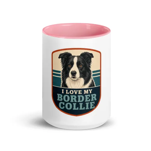 Color Inside Mug, Border Collie Gift: I Love My Border Collie - 15 oz - Pink