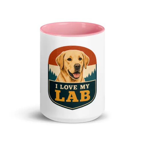 Color Inside Mug, Labrador Gift: I Love My Lab - 15 oz - Pink
