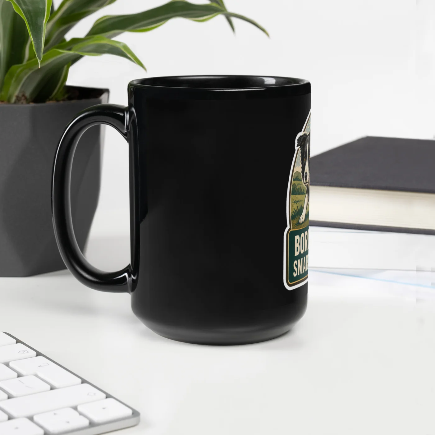 Black Coffee Mug, Border Collie Gift: Border Collie. Smarter Than Me.