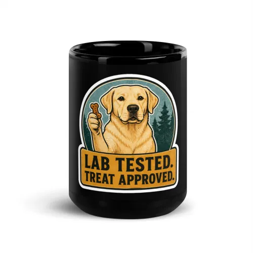Black Coffee Mug, Labrador Gift: Lab Tested. Treat Approved. - 15 oz - Black