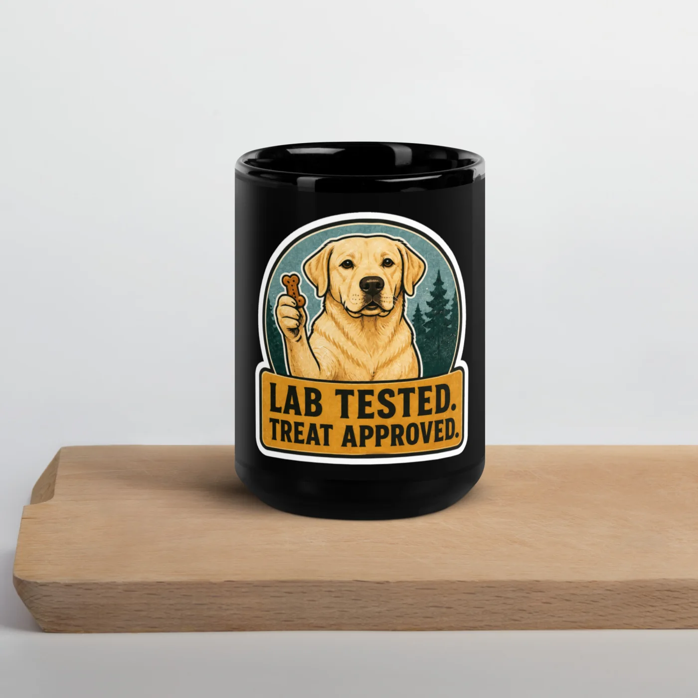 Black Coffee Mug, Labrador Gift: Lab Tested. Treat Approved.