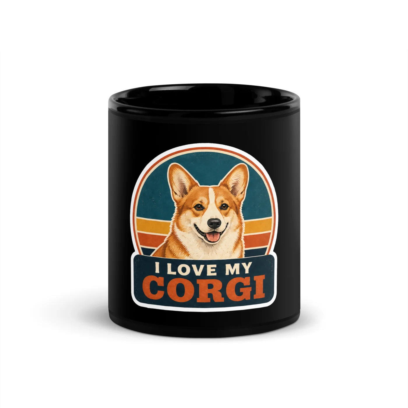 Black Coffee Mug, Corgi Gift: I Love My Corgi