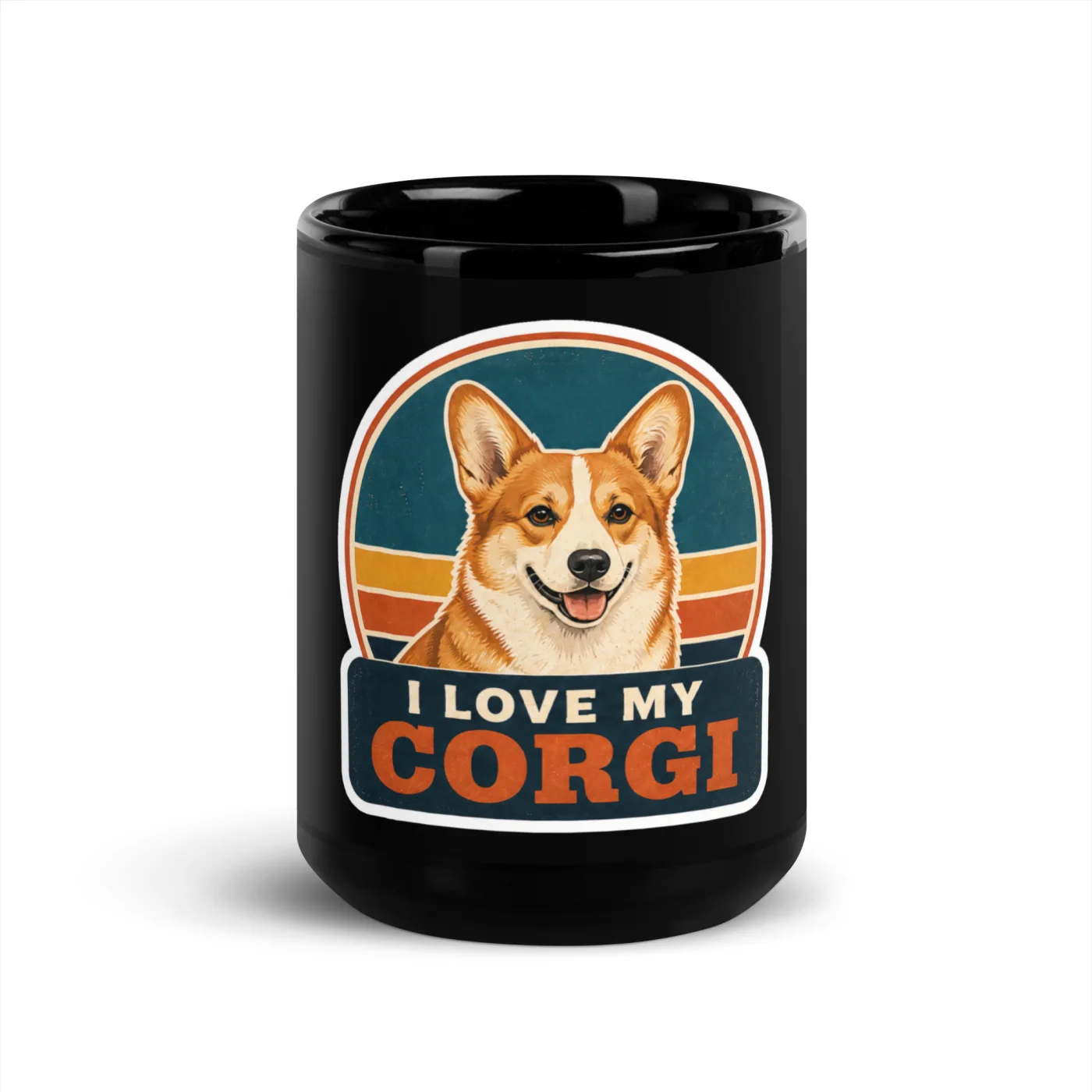 Black Coffee Mug, Corgi Gift: I Love My Corgi