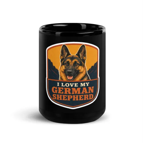 Black Coffee Mug, German Shepherd Gift: I Love My German Shepherd - 15 oz - Black