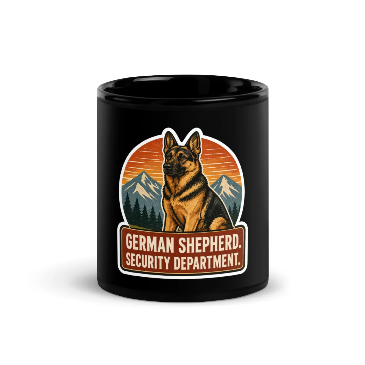 Black Coffee Mug, German Shepherd Gift: German Shepherd. Security Department.