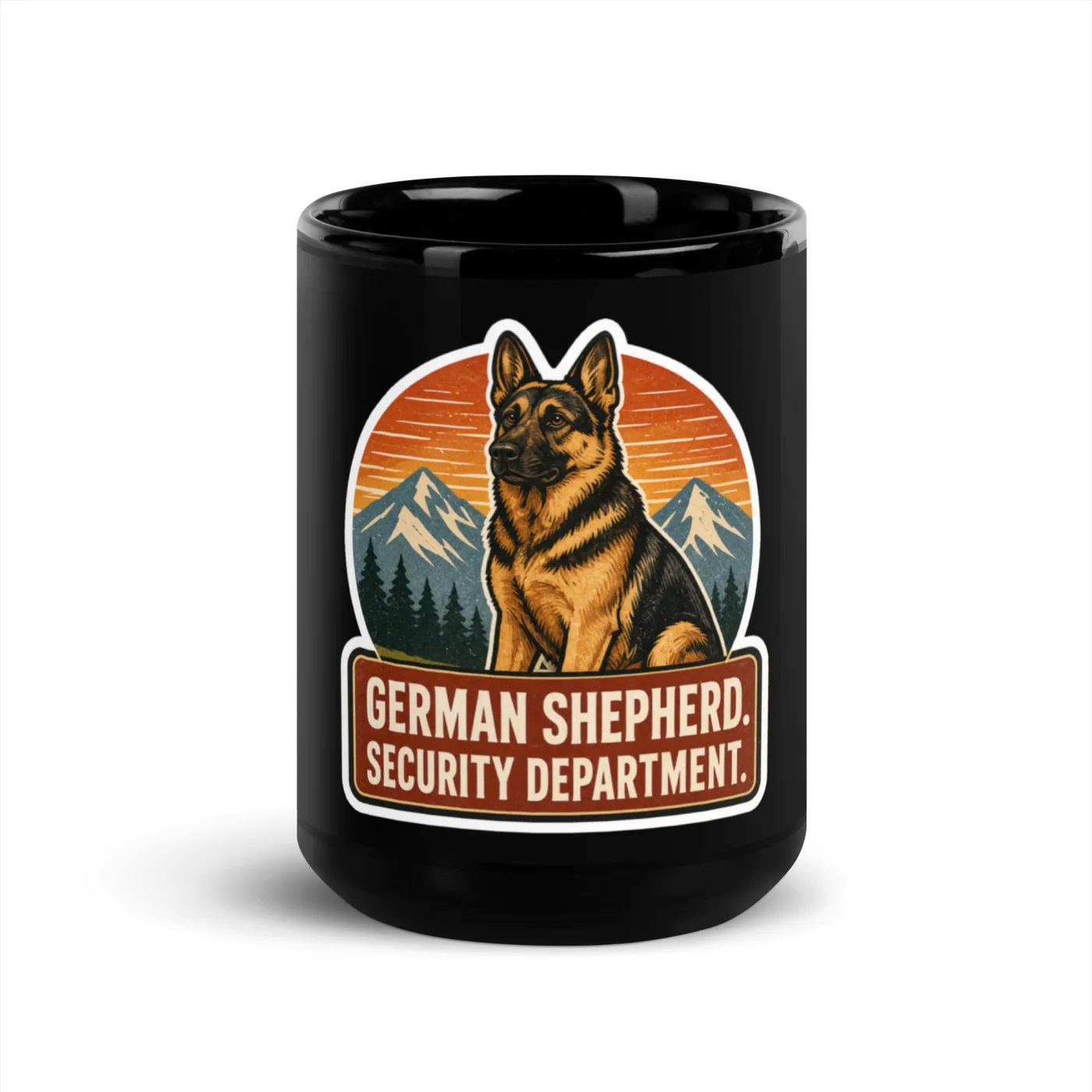Black Coffee Mug, German Shepherd Gift: German Shepherd. Security Department.
