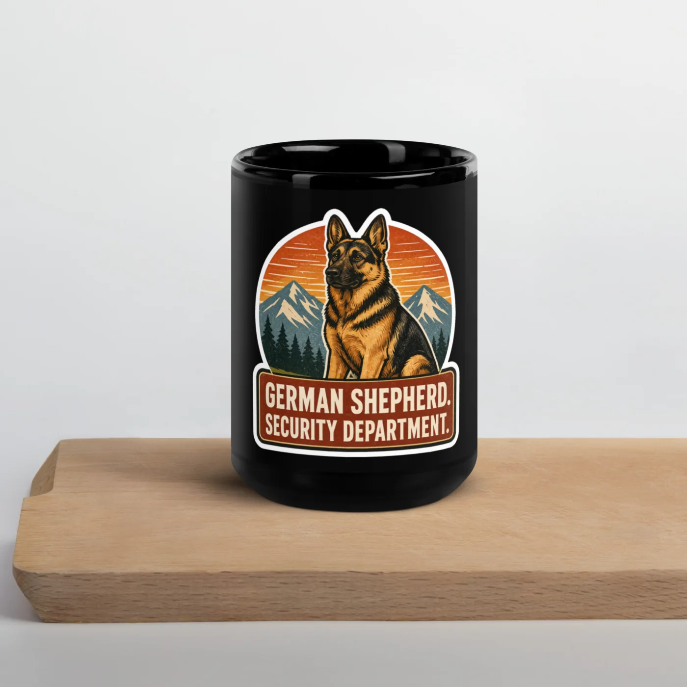 Black Coffee Mug, German Shepherd Gift: German Shepherd. Security Department.