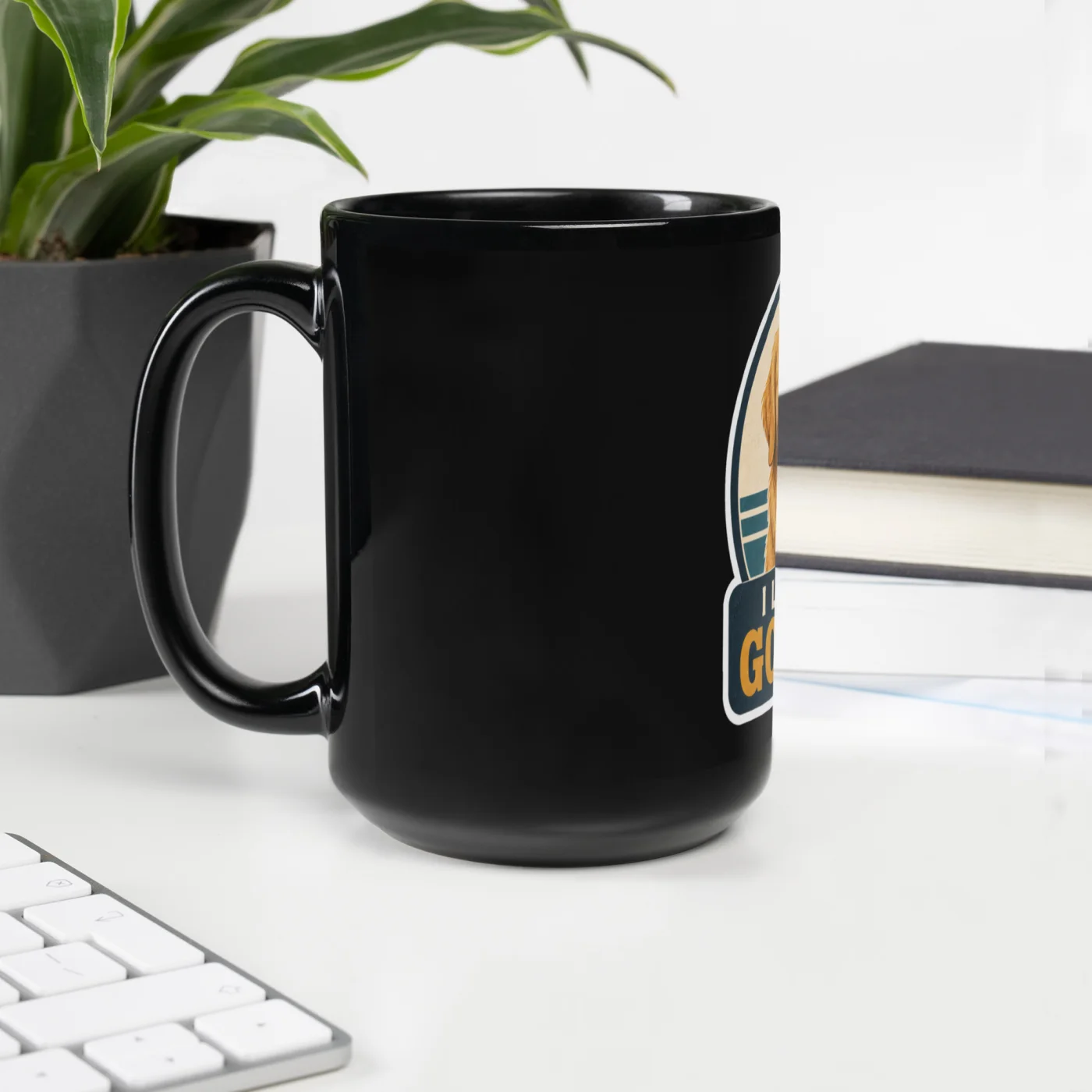 Black Coffee Mug, Golden Retriever Gift: I Love My Golden