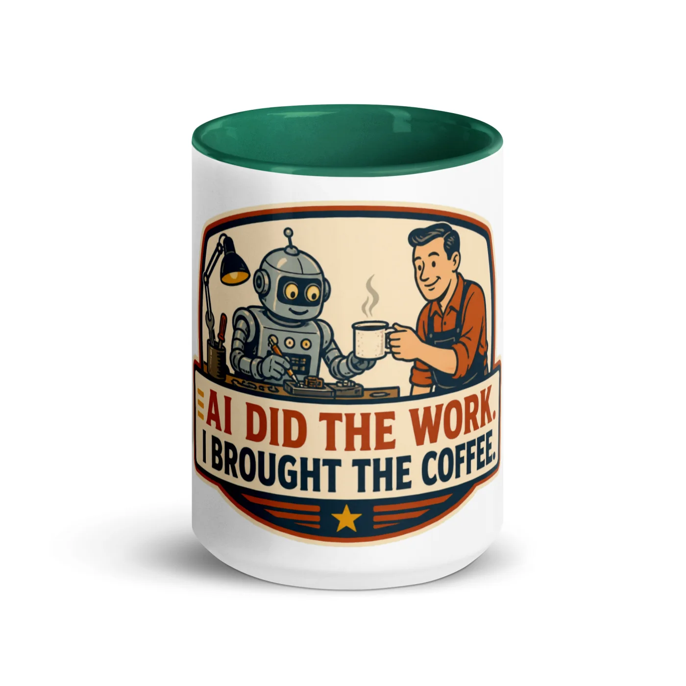 Color Inside Coffee Mug, Coffee Robot, AI Did the Work, I Brought the Coffee