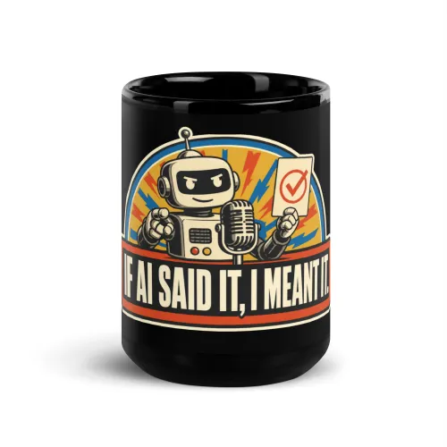 Black Coffee Mug, Podium Robot: If AI Said It, I Meant It - 15 oz - Black