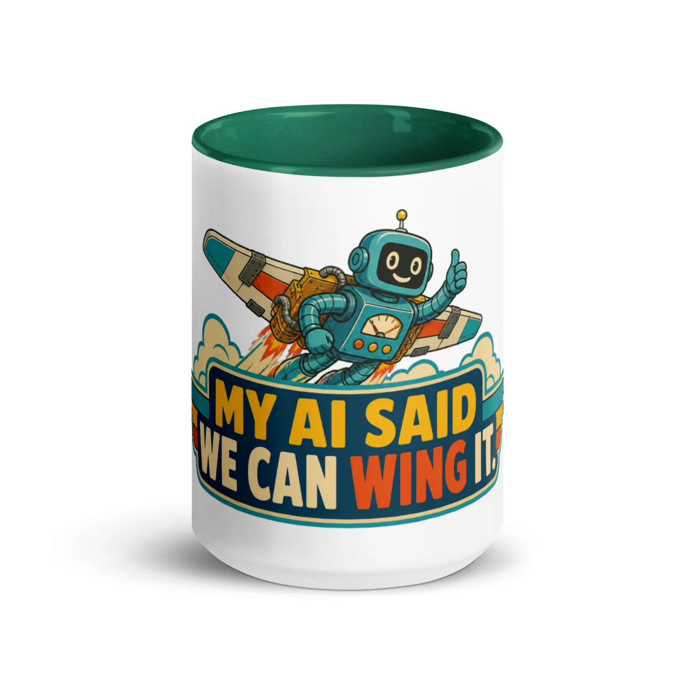 Color Inside Coffee Mug, Flying Robot: My AI Said We Can Wing It