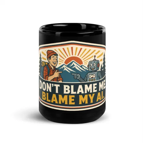 Black Coffee Mug, Blame Robot, Don't Blame Me, Blame My AI - 15 oz - Black