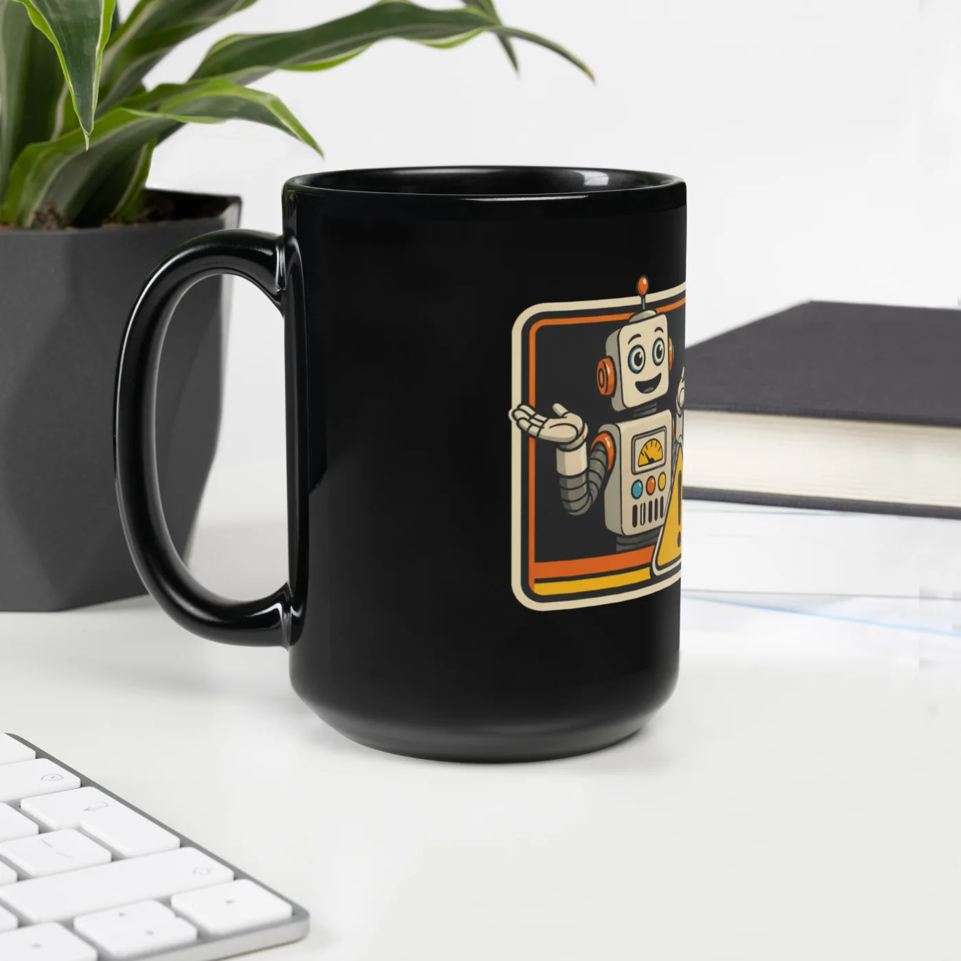 Black Coffee Mug, Warning Robot: AI Said It's Probably Fine