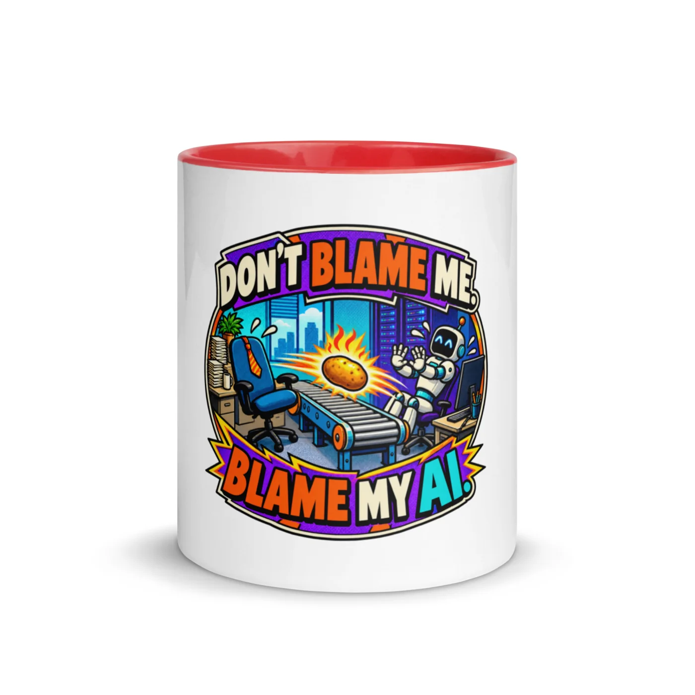 Don't Blame Me. Blame My AI. - Funny AI Color-Inside Mug, Design B
