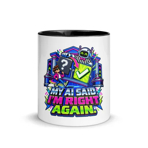 My AI Said I'm Right Again. - Funny AI Color-Inside Mug, Design B - 11 oz - Black