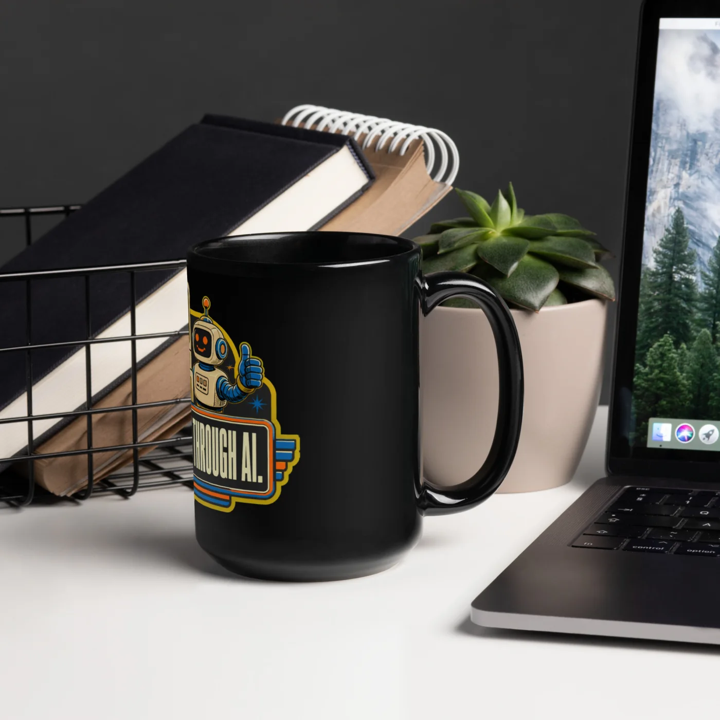 Black Coffee Mug, Terminal Robot: Trust Me I Ran It Through AI