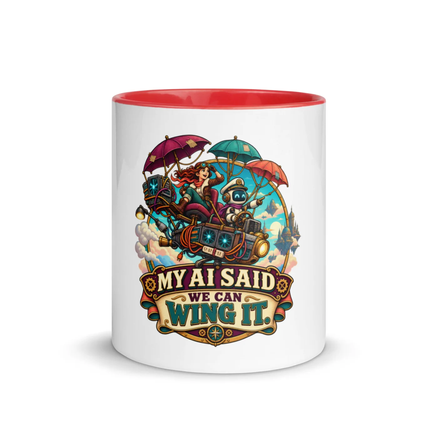 My AI Said We Can Wing It. - Funny AI Color-Inside Mug, Design B