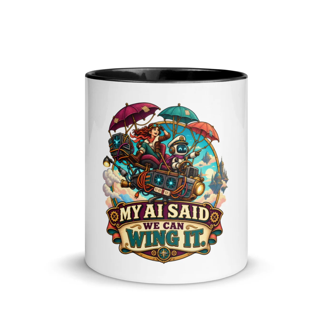 My AI Said We Can Wing It. - Funny AI Color-Inside Mug, Design B