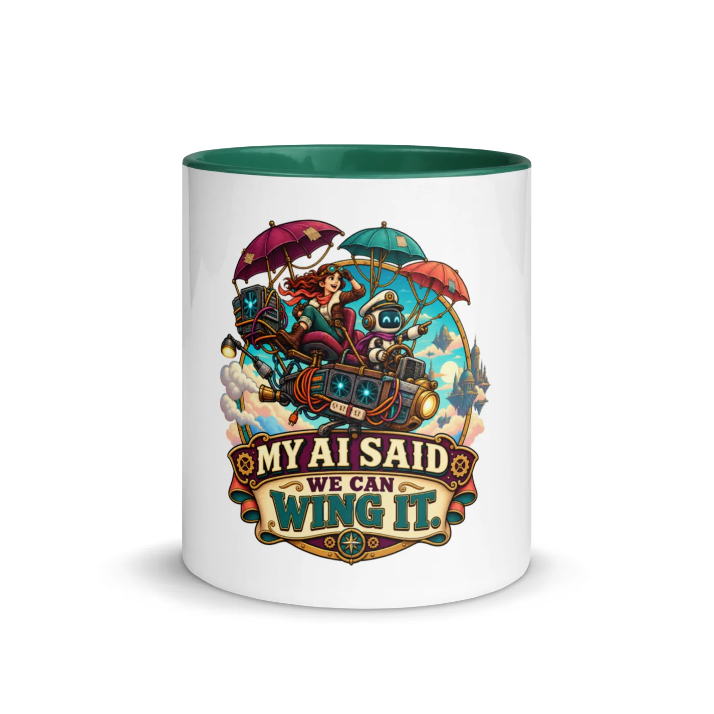 My AI Said We Can Wing It. - Funny AI Color-Inside Mug, Design B