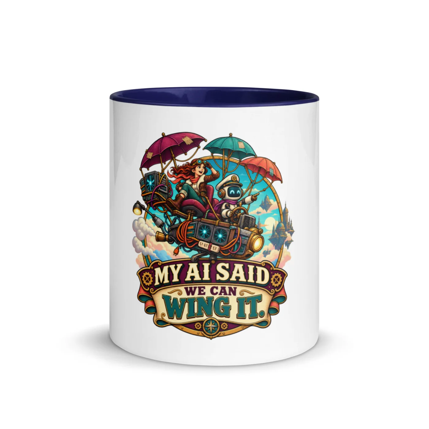 My AI Said We Can Wing It. - Funny AI Color-Inside Mug, Design B