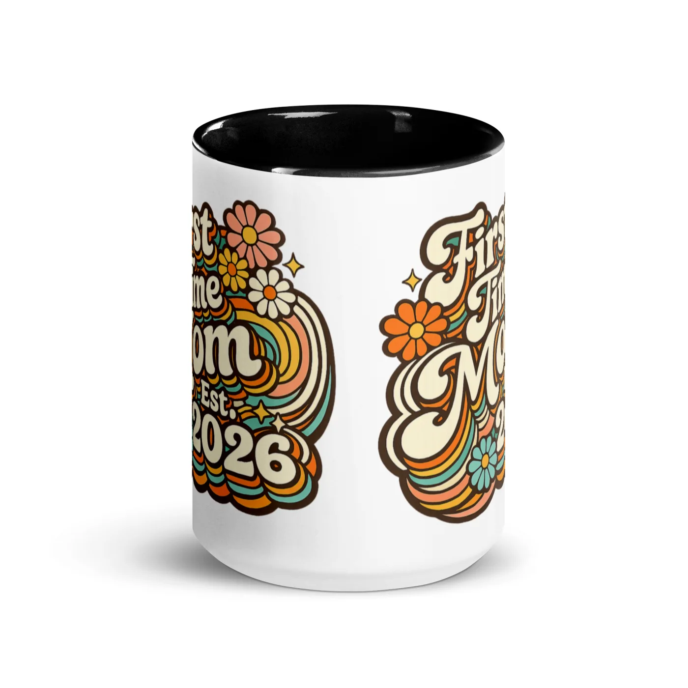 First Time Mom 2026 Mug, Mom Est 2026 Gift, New Mom Mug, Baby Shower Gift, Retro Mom Mug, Pregnancy Announcement Gift, Color Inside Mug