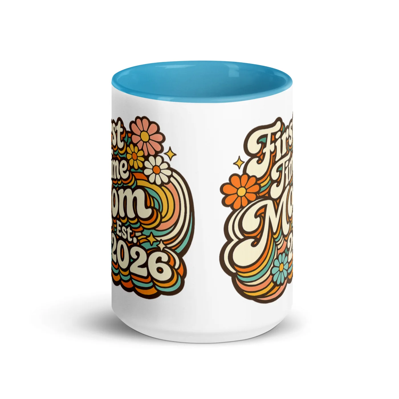 First Time Mom 2026 Mug, Mom Est 2026 Gift, New Mom Mug, Baby Shower Gift, Retro Mom Mug, Pregnancy Announcement Gift, Color Inside Mug