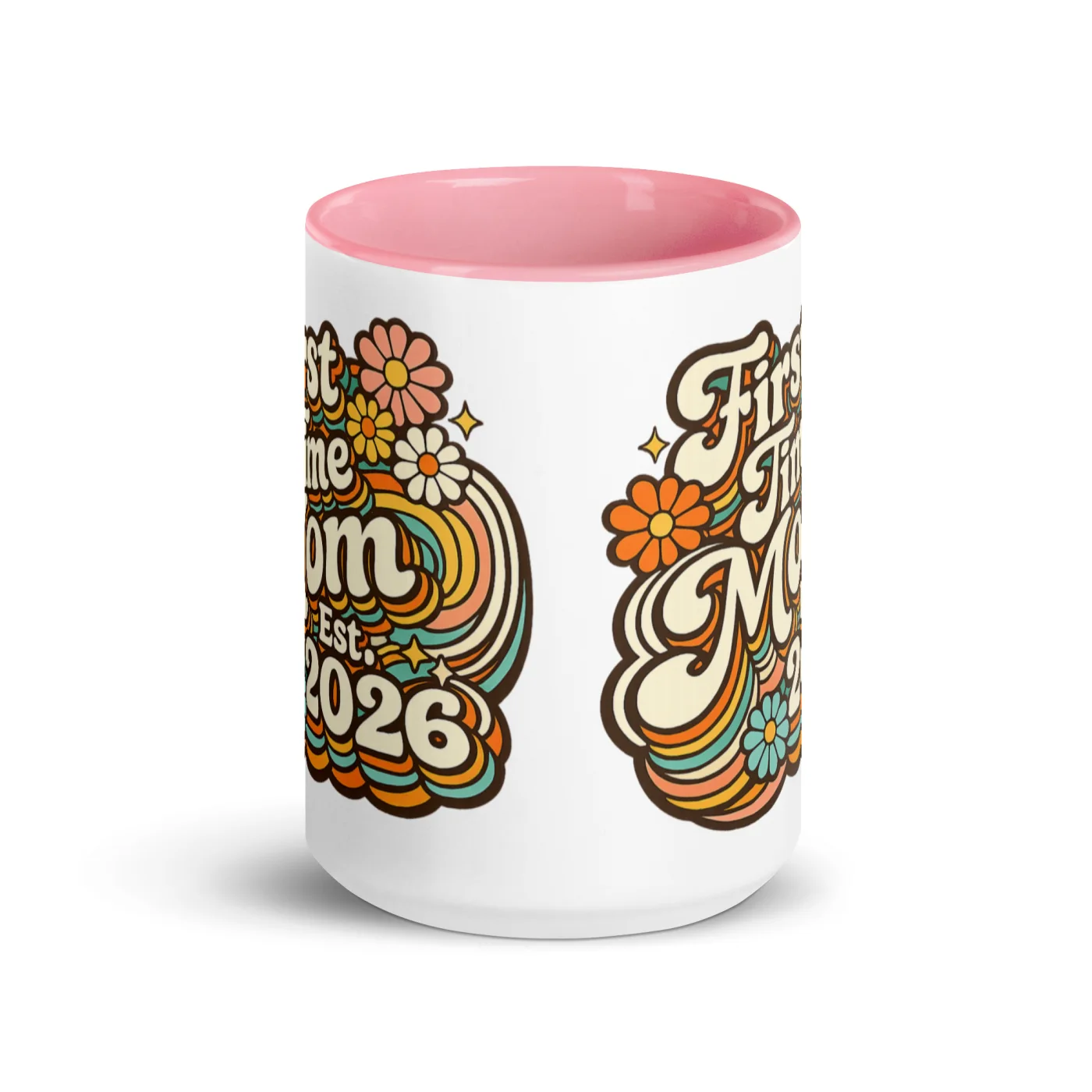First Time Mom 2026 Mug, Mom Est 2026 Gift, New Mom Mug, Baby Shower Gift, Retro Mom Mug, Pregnancy Announcement Gift, Color Inside Mug